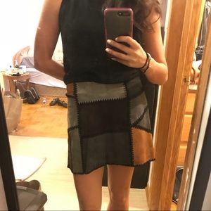 Zara patchwork faux suede skirt